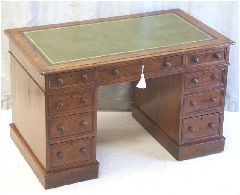 2055 Small Antique Mahogany Pedestal Desk (3)